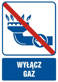 Znak Wyłącz gaz (JD004)
