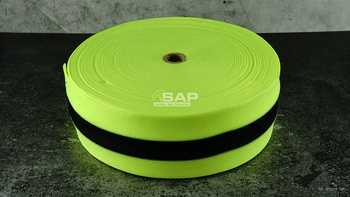 Taśma ostrzegawcza parciana poliestrowa żółto czarna fluorescencyjna 80mm/100m