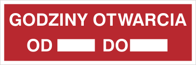 Znak godziny otwarcia na Folii Samoprzylepnej (857-11)