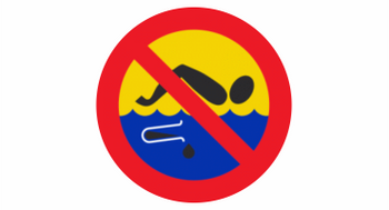 Znak metalowy kąpiel zabroniona - woda skażona 40cm – odblaskowy