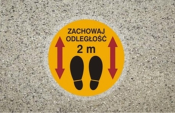 Znak antypoślizgowy zachowaj odległość 2 m na Folii Samoprzylepnej