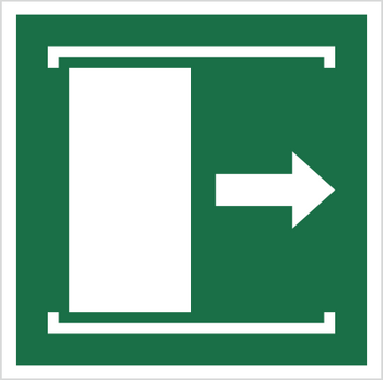 Znak Przesunąć w prawo, aby otworzyć (E33) (ISO 7010) Techem