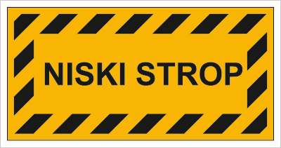 Znak uwaga niski strop na płycie HIPS (854-02)