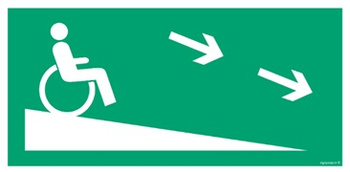Znak zjazd ewakuacyjny w prawo na niższą kondygnację dla niepełnosprawnych (AC080) Signproject