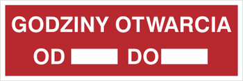 Znak godziny otwarcia na Folii Samoprzylepnej (857-11)