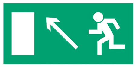 Znak kierunek do wyjścia drogi ewakuacyjnej w górę w lewo (AC016) Signproject