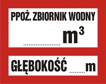 Znak ppoż. zbiornik wody...m³, głębokość zbiornika ...m (BC104)