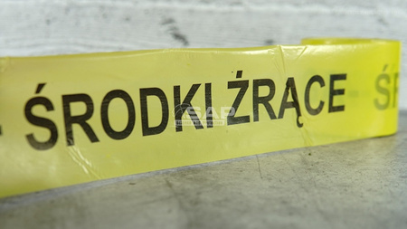 Taśma ostrzegawcza ŚRODKI ŻRĄCE 80mm/100 m