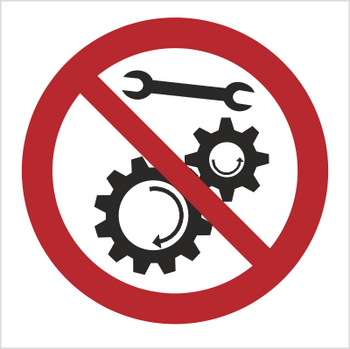 Znak Zakaz naprawiania urządzenia w ruchu na Folii Samoprzylepnej (643)