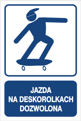 Znak jazda na deskorolce dozwolona na Folii Samoprzylepnej (823-117)