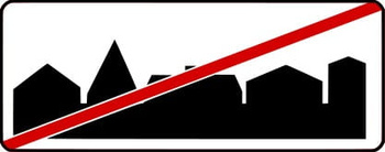 Znak informacyjny METALOWY Wyjazd z obszaru zabudowanego (D43)