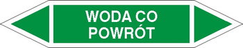 Tabliczka na rurociągi Woda CO- powrót znak na Folii Samoprzylepnej (R-W15)