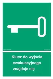 Znak Klucz do wyjścia ewakuacyjnego znajduje się… (AB001) Signrojekt