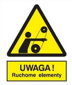 Znak uwaga ruchome elementy na Folii Samoprzylepnej (346)