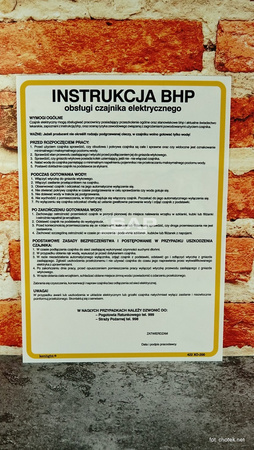 Instrukcja BHP przy obsłudze czajnika elektrycznego (422 XO-200)
