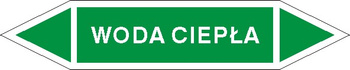 Tabliczka na rurociągi Woda ciepła znak na Folii Samoprzylepnej (R-W12)