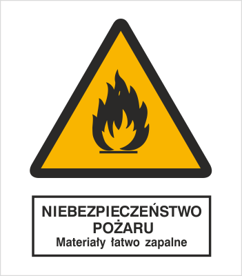 Znak niebezpieczeństwo pożaru - materiały łatwo zapalne na Płycie Świecącej (215)