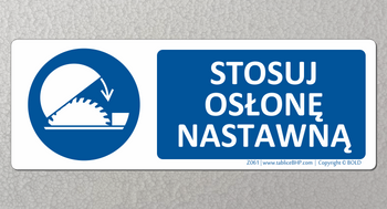 Oznaczenie Stosuj osłonę nastawną (Z061)