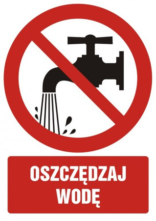 Znak oszczędzaj wodę na płycie PCV (GC048)