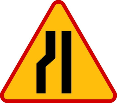 Znak ostrzegawczy METALOWY Zwężenie jezdni - lewostronne (A12c)