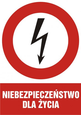 Znak Niebezpieczeństwo dla życia na płycie PCV (HC001)
