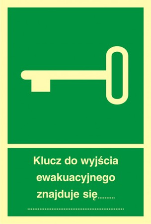 Znak klucz do wyjścia ewakuacyjnego znajduje się..... na Folii Samoprzylepnej (AB001)