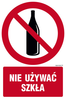 Znak Zakaz używania szkła na płycie PCV (GC061)