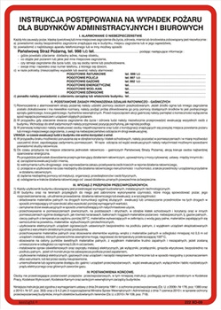 Instrukcja postępowania na wypadek pożaru dla budynków administracyjnych i biurowych (222 XO-09)