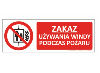 Znak Nie używać windy podczas pożaru (T235)