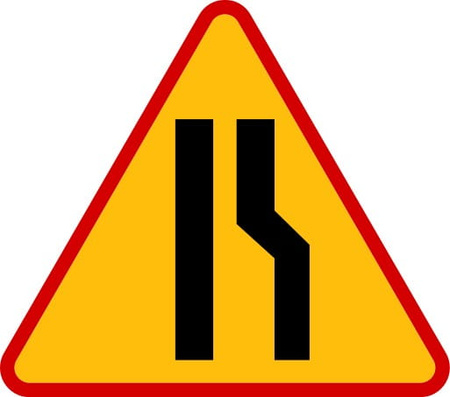 Znak ostrzegawczy METALOWY Zwężenie jezdni - prawostronne (A12b)