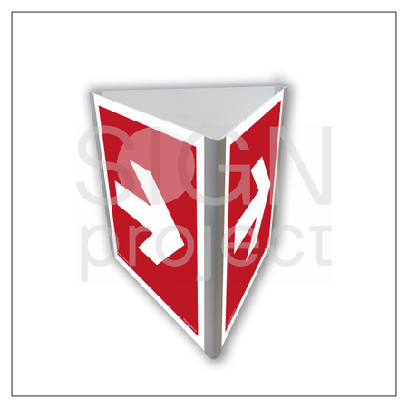 Znak BA811 Kierunek do miejsca rozmieszczenia sprzętu pożarniczego lub urządzenia ostrzegającego świecący (3D dościenny)