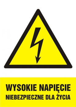 Znak Wysokie napięcie niebezpieczne dla życia na płycie PCV (HA004)