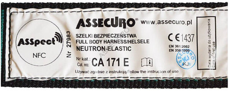 Szelki bezpieczeństwa z zatrzaśnikiem NEUTRON ELASTIC NFC CA171E - ASSECURO