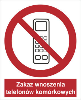 Znak zakaz wnoszenia telefonów komórkowych na płycie PCV (610-02)