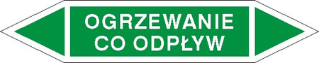 Tabliczka na rurociągi Ogrzewanie CO- odpływ znak na Folii Samoprzylepnej (R-W06)