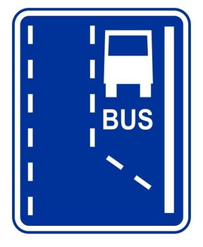 Znak informacyjny METALOWY Początek pasa ruchu dla autobusów (D11)