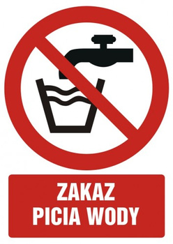 Znak zakaz picia wody na płycie PCV (GC009)