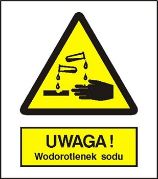 Znak uwaga wodorotlenek sodu na Folii Samoprzylepnej (303-02)