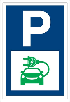 Znak Parking dla samochodów elektrycznych na płycie PCV (703-16)