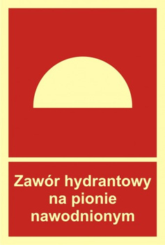 Znak zawór hydrantowy na pionie nawodnionym na Folii Samoprzylepnej (BC019)