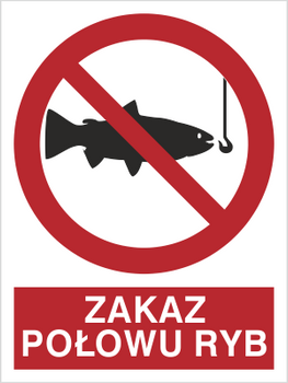 Znak zakaz połowu ryb na płycie PCV (656)