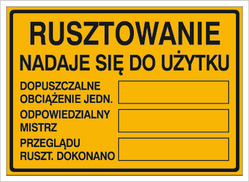 Znak rusztowanie nadaje się do użytku na płycie HIPS (319-83)