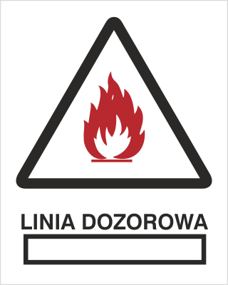 Znak linia dozorowa na płycie PCV Techem