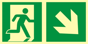 Znak kierunek do wyjścia ewakuacyjnego - w dół w prawo (AE098) Signproject