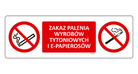 Znak Zakaz palenia tytoniu i e-papierosów na płycie PCV NE001