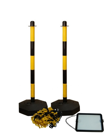 Słupki wygrodzeniowe OCTAGON z łańcuchem 2,5m + tabliczka