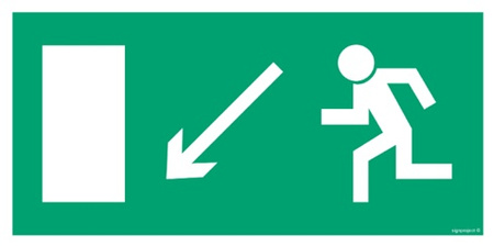Znak kierunek do wyjścia drogi ewakuacyjnej w dół w lewo (AC014) Signproject