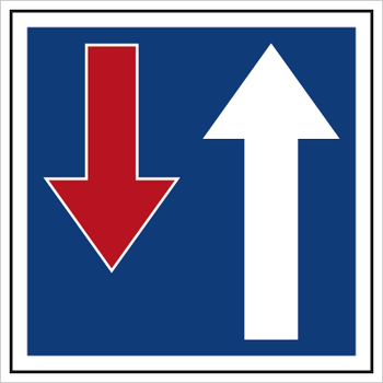 Znak pierwszeństwo na zwężonym odcinku drogi (703-11)