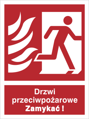 Znak drzwi przeciwpożarowe zamykać (w prawo) na płycie PCV (217-10)