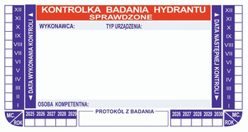 Kontrolka badania hydrantu wzór 1